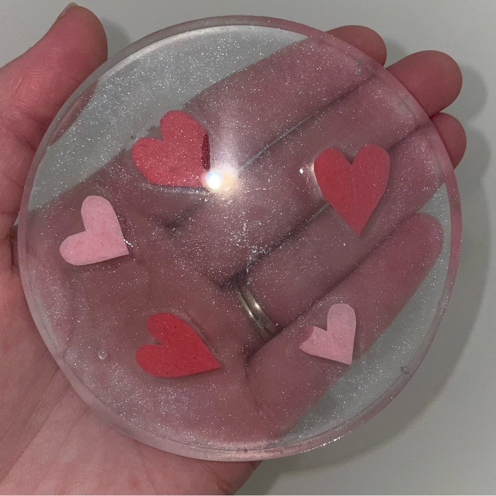 Handmade Pink Heart & Glitter Design Coaster Set epoxy resin - Picture 6 of 8